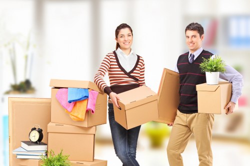 Removal boxes and moving equipment prepared for collection