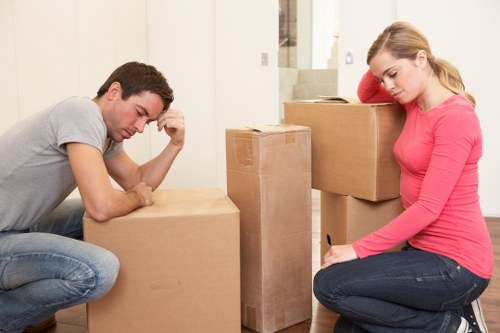 Commercial moving team handling office furniture