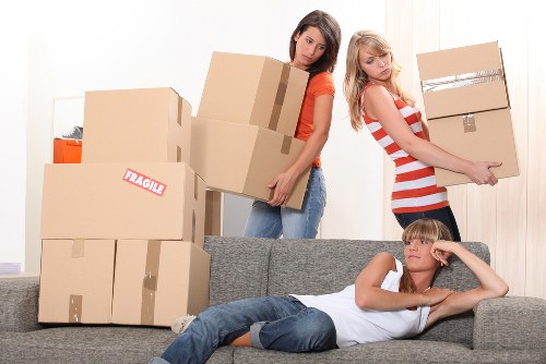 Office furniture and equipment prepared for a commercial move